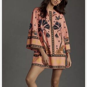 Anthropologie Farm Rio Printed Shift Mini Dress T Shirt Size XS